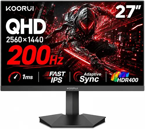 KOORUI 27 Inch 1440p Gaming Monitor, 200Hz Fast IPS, 1ms, HDR400 G2721P