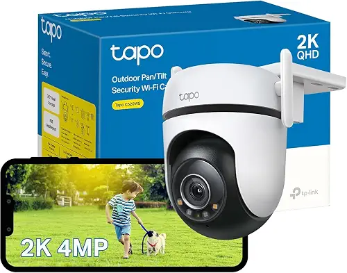 TP-Link Tapo 2K QHD Outdoor Pan/Tilt Wi-Fi Security Camera, 360° View, Motion Tracking, Color C520WS…