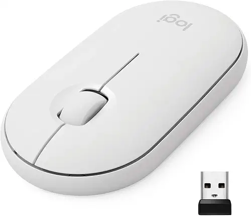 Logitech Pebble Wireless Mouse with Bluetooth or 2.4 GHz Receiver - Off White
