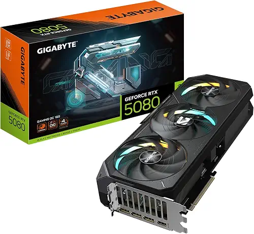 GIGABYTE GeForce RTX 5080 Gaming OC 16G Graphics Card, WINDFORCE Cooling System, 16GB 256-bit GDDR7