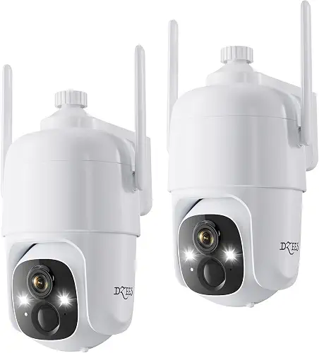 Dzees 360° PTZ Security Cameras Wireless Outdoor WiFi, 2K Battery Powered Home Security Camera IP66