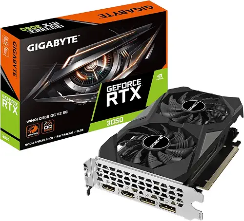 GIGABYTE GeForce RTX 3050 WINDFORCE OC V2 6G Graphics Card, 2X WINDFORCE Fans, 6GB GDDR6