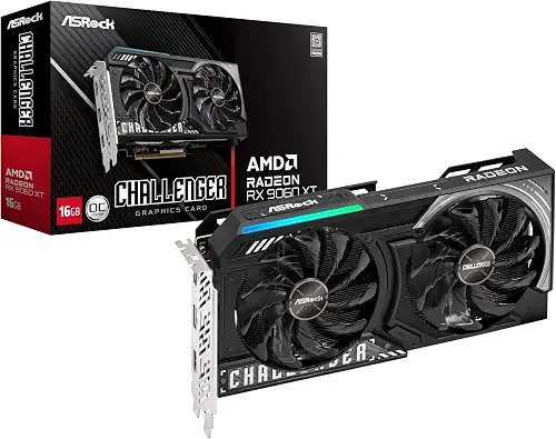 ASRock Radeon RX 9060 XT Challenger 16GB OC, RDNA 4, 3290MHz Boost, 16GB GDDR6 128-bit, PCIe 0dB