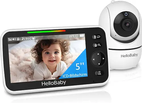 HelloBaby 6" Split Screen Video Baby Monitor with 2 Cameras, No WiFi